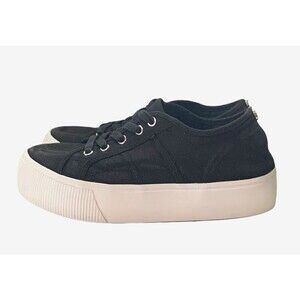 Steve Madden Black Canvas Emmi Lace Up Womens Platform Sneakers Shoes -Size 8.5